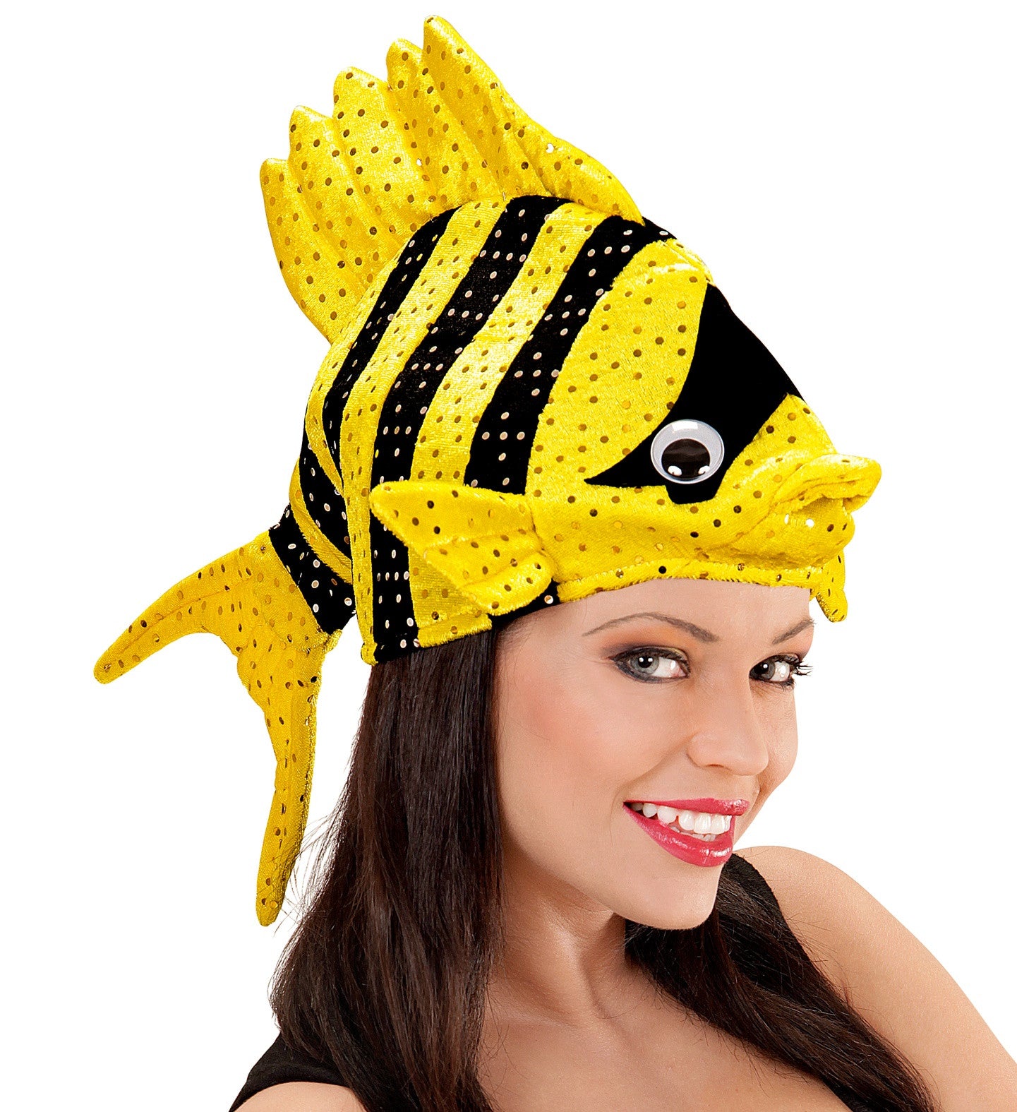 Gorro de Pez Tropical Amarillo y Negro