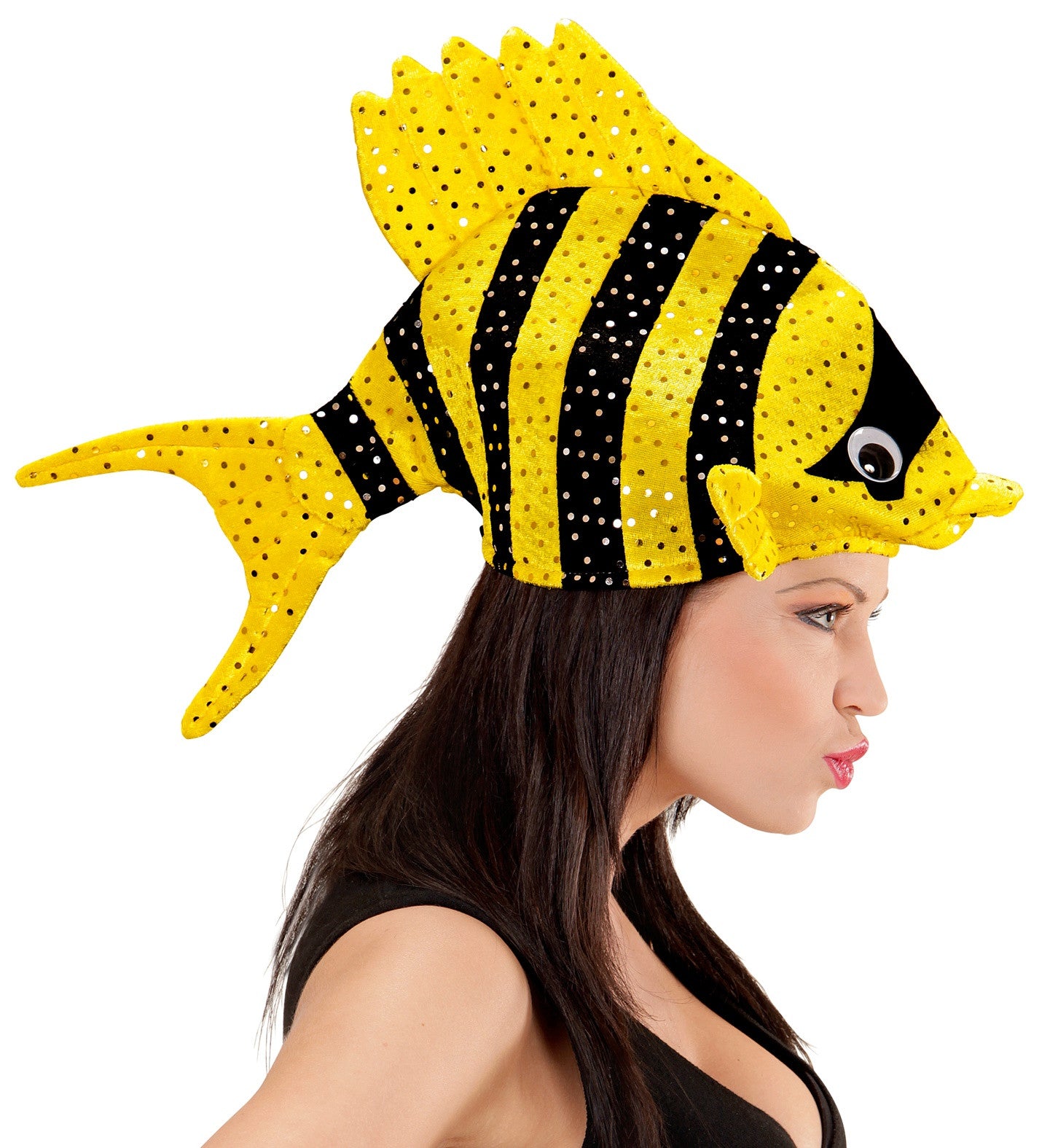 Gorro de Pez Tropical Amarillo y Negro