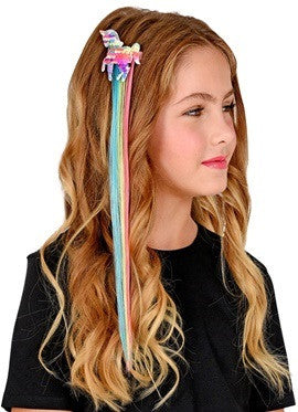 Extensión de Pelo Multicolor con Unicornio de Lentejuelas