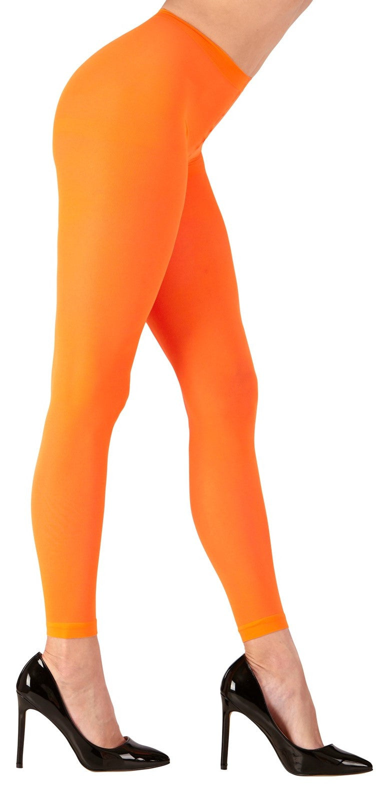 Pantys sin Pie Naranja Neón Fluorescente para Mujer