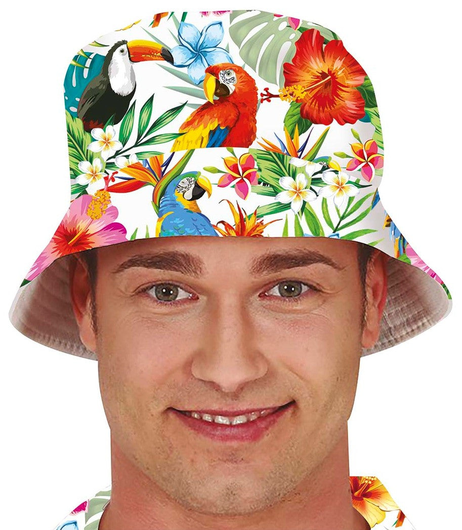 Gorro Bucket con Estampado Hawaiano para Adulto