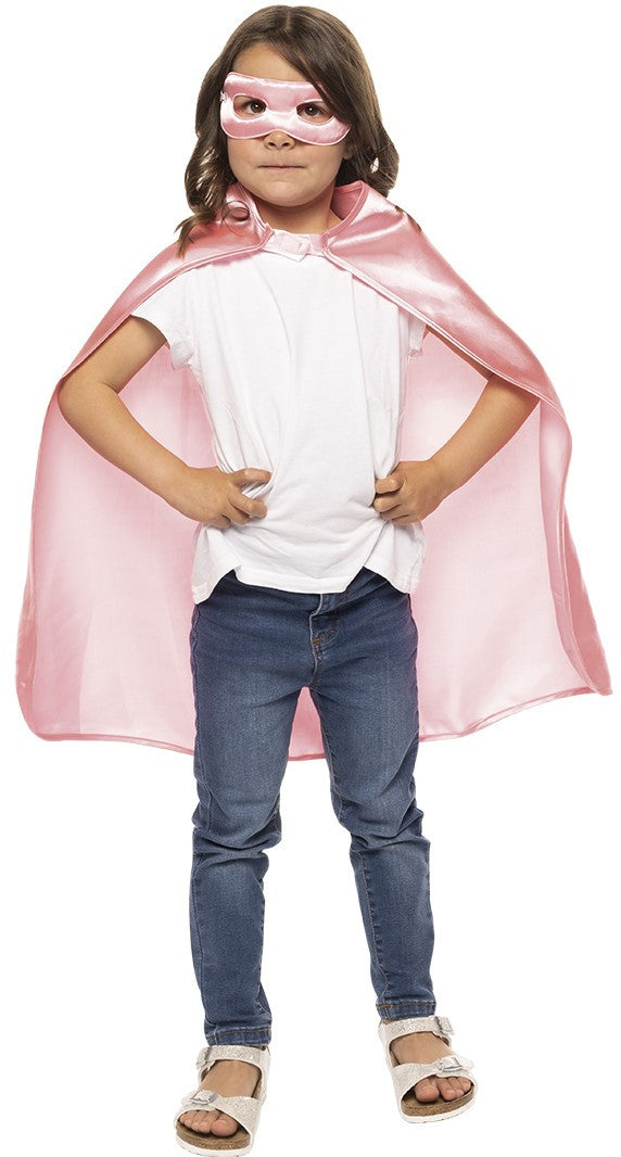 Kit de Superhéroe Rosa Infantil con Antifaz y Capa