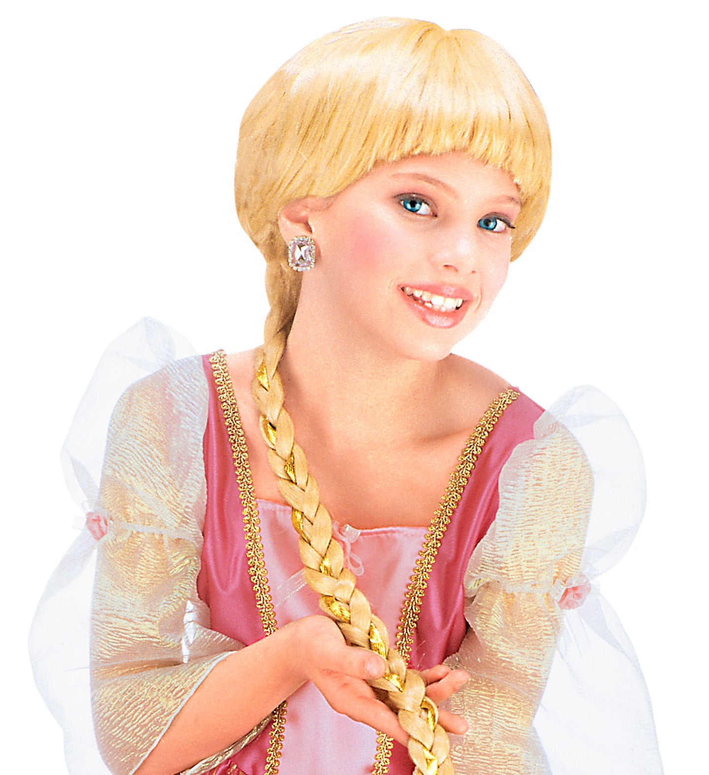 Peluca de Rapunzel Rubia con Trenza Larga Infantil