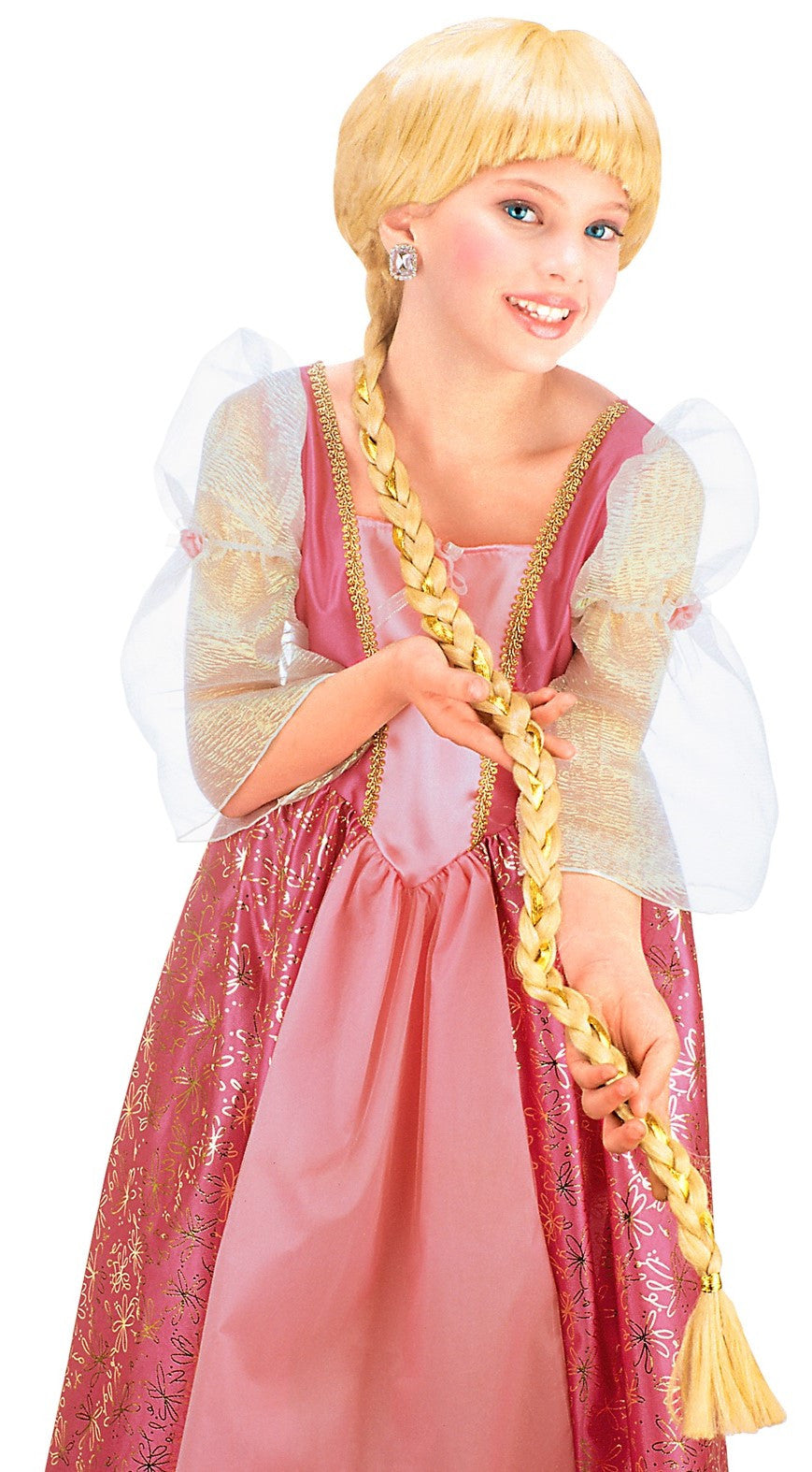 Peluca de Rapunzel Rubia con Trenza Larga Infantil