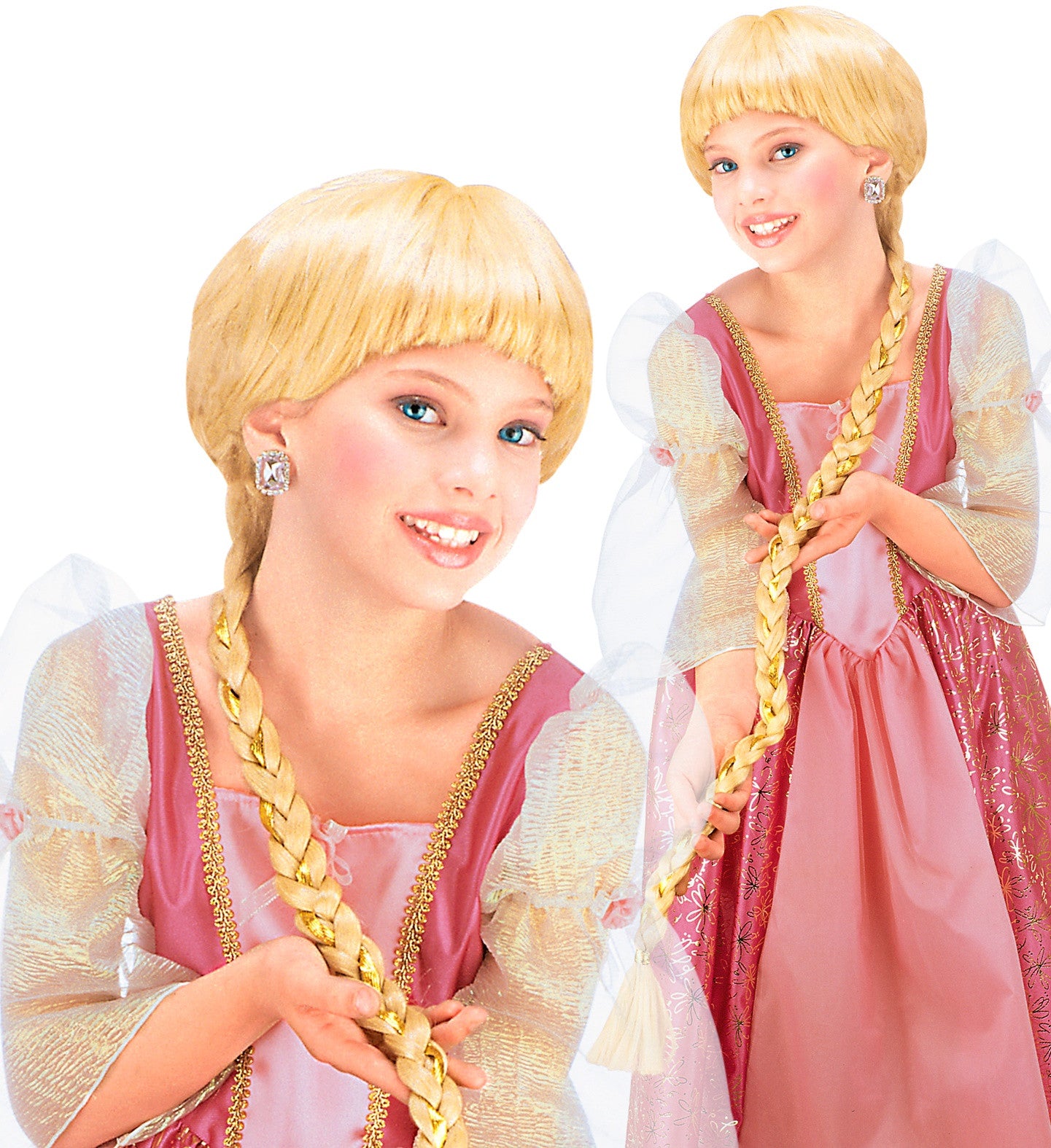 Peluca de Rapunzel Rubia con Trenza Larga Infantil