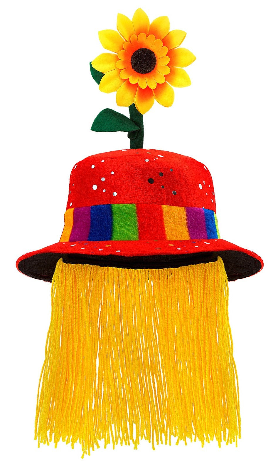 Sombrero de Payaso con Girasol y Pelo Amarillo