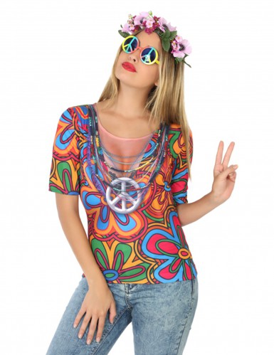 Camiseta Disfraz de Hippie para Mujer