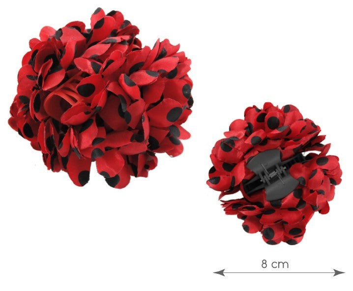 Flor de Sevillana Roja con Lunares Negros