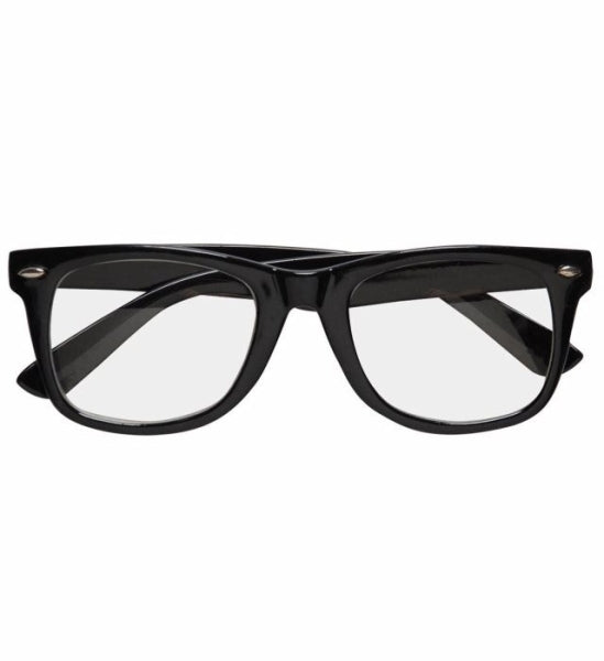 Gafas de pasta negra con cristal transparente