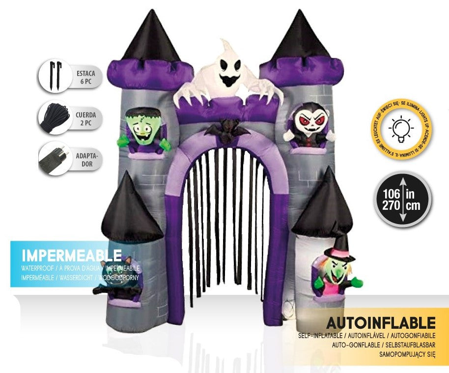 Castillo de Halloween Hinchable de 270cm con Luz