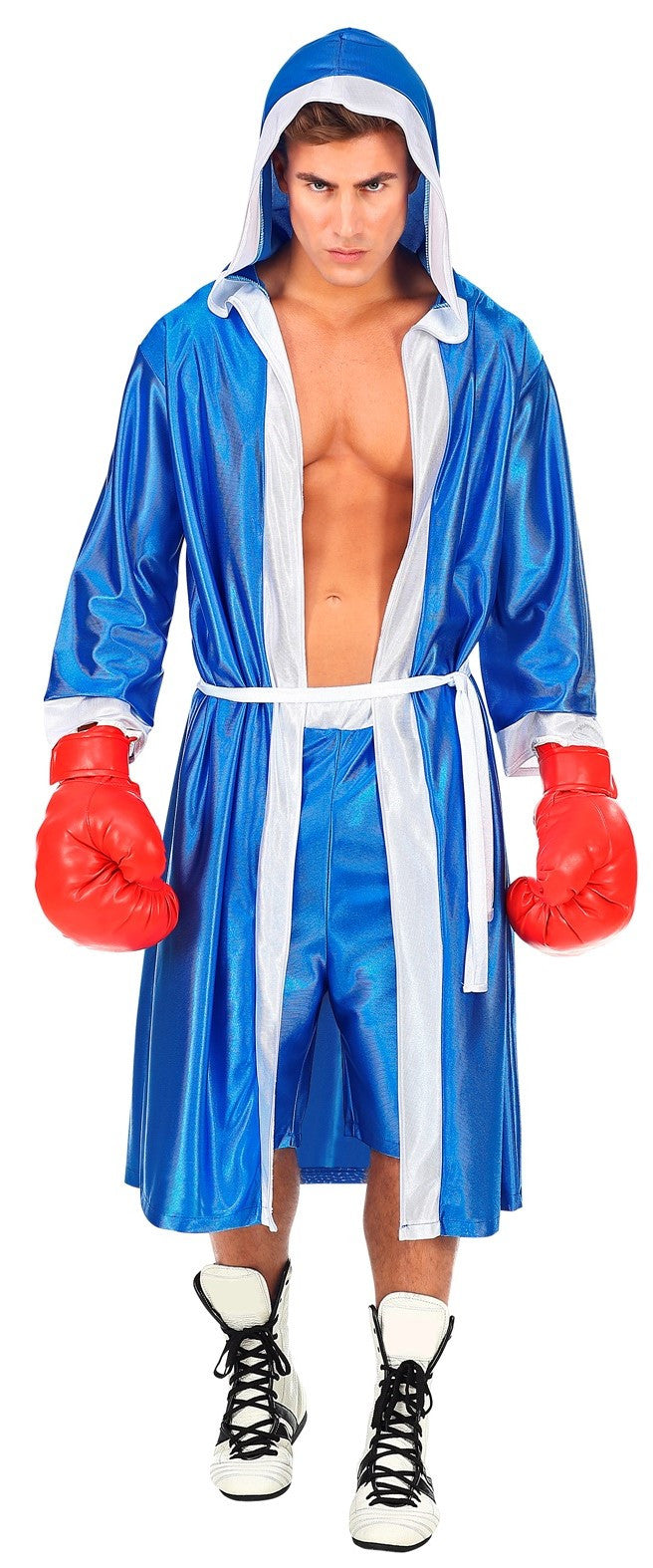 Disfraz de Boxeador Azul con Bata para Hombre