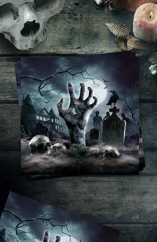 Pack de 12 Servilletas de Zombies en Cementerio