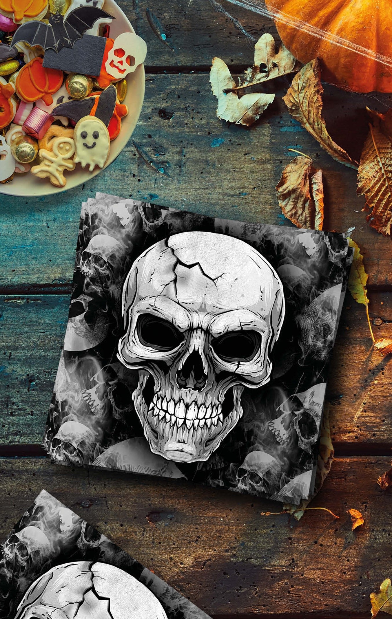 Pack de 12 Servilletas de Calaveras de Halloween