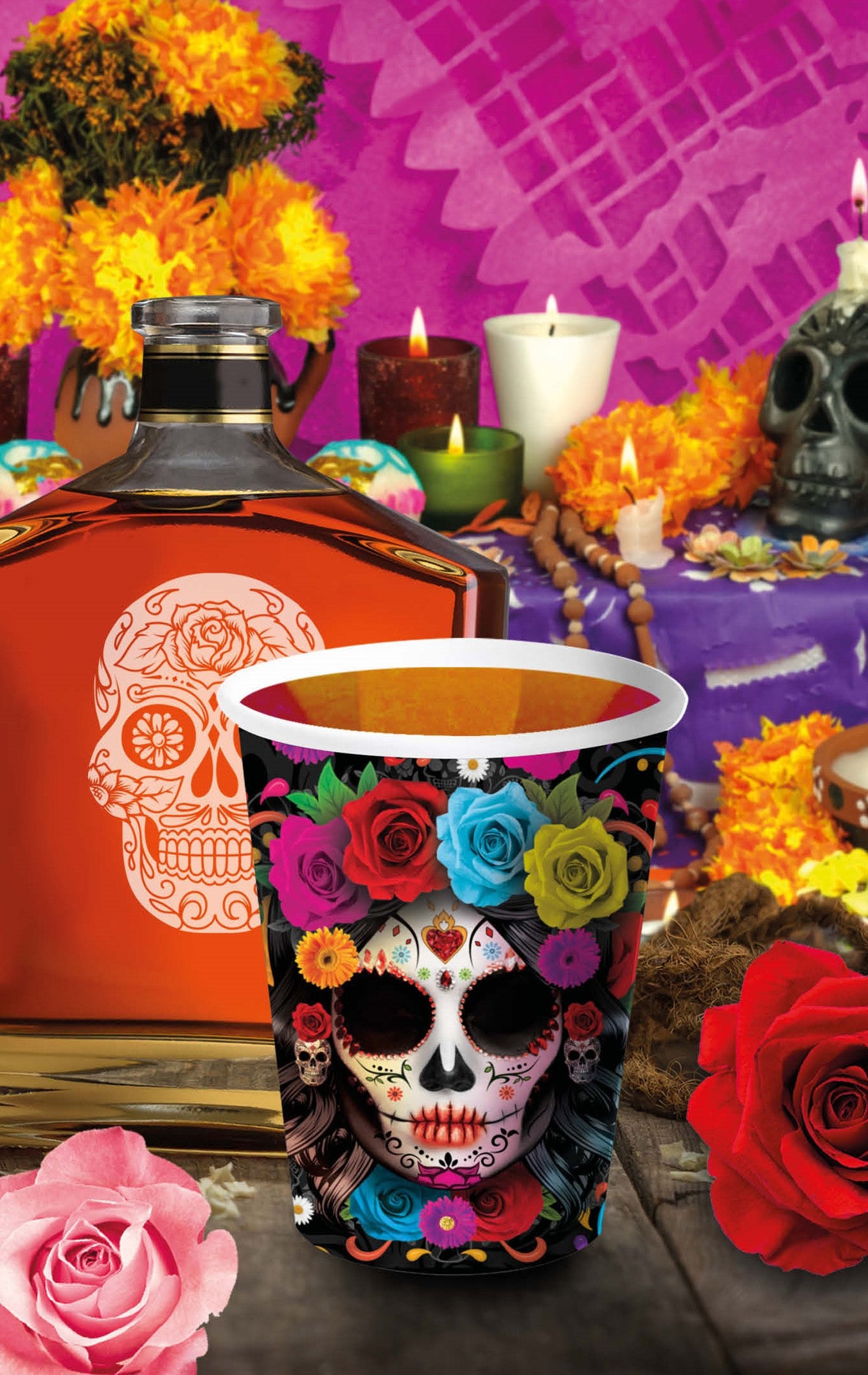 Pack de 6 Vasos de Catrina de Halloween