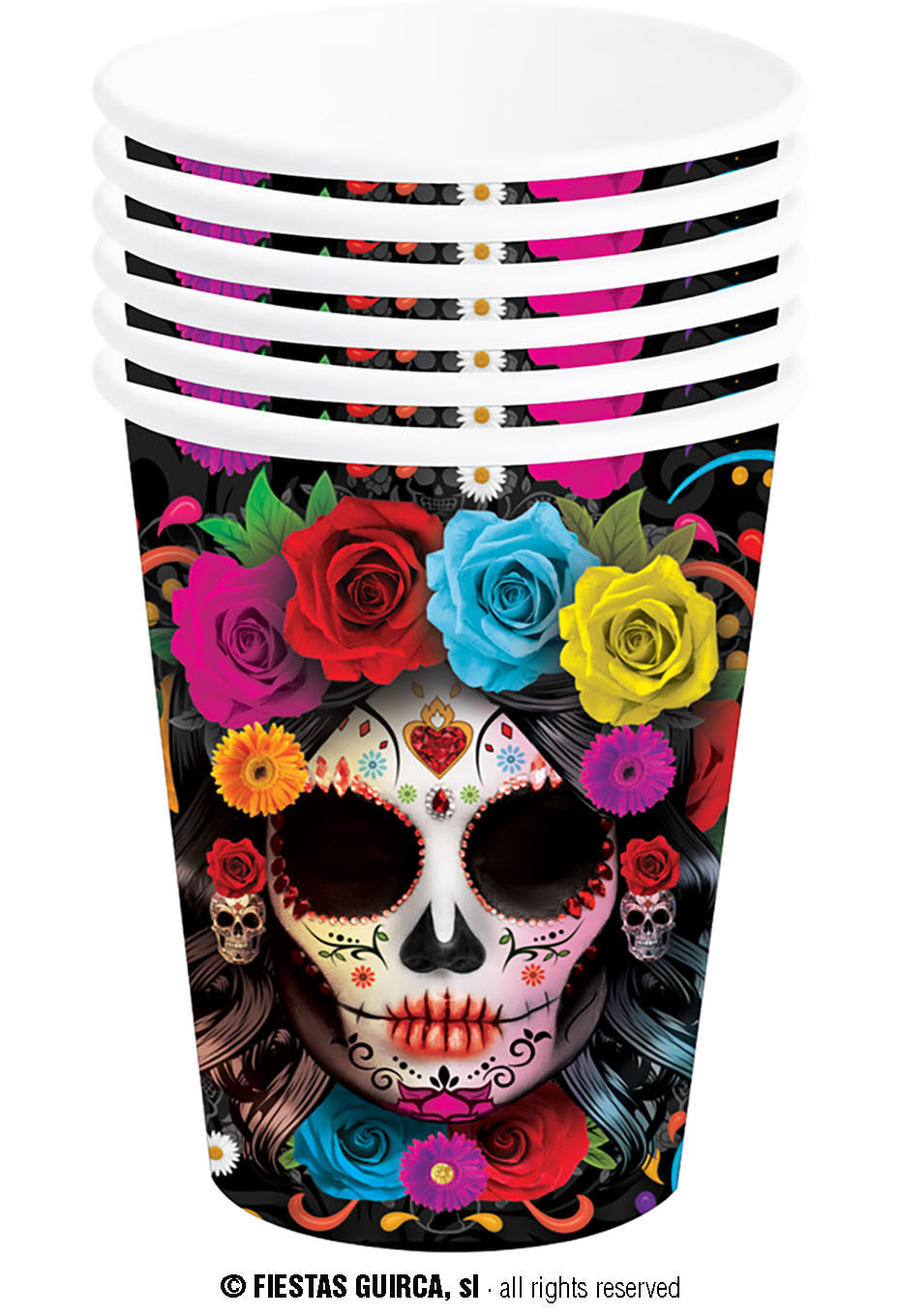 Pack de 6 Vasos de Catrina de Halloween