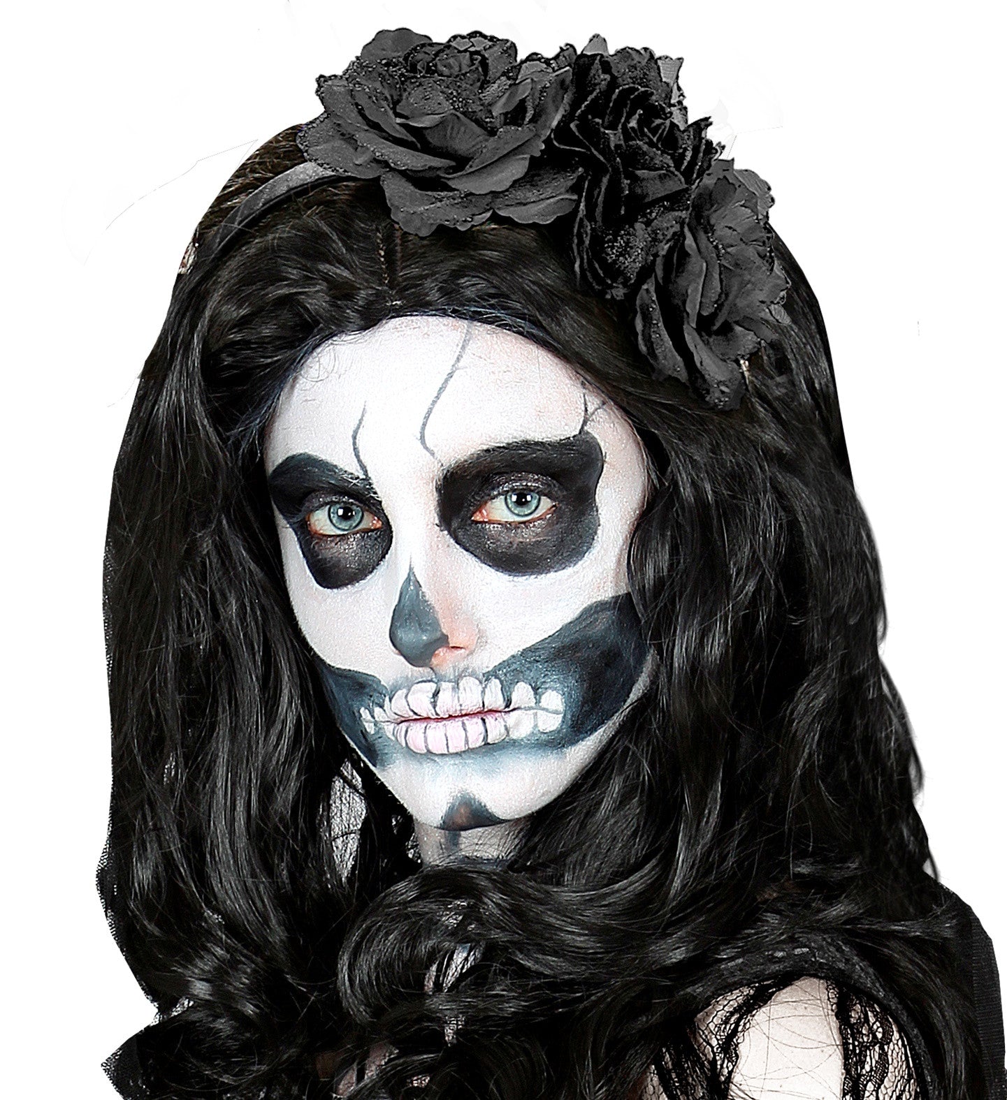 Diadema de Catrina con Rosas Negras