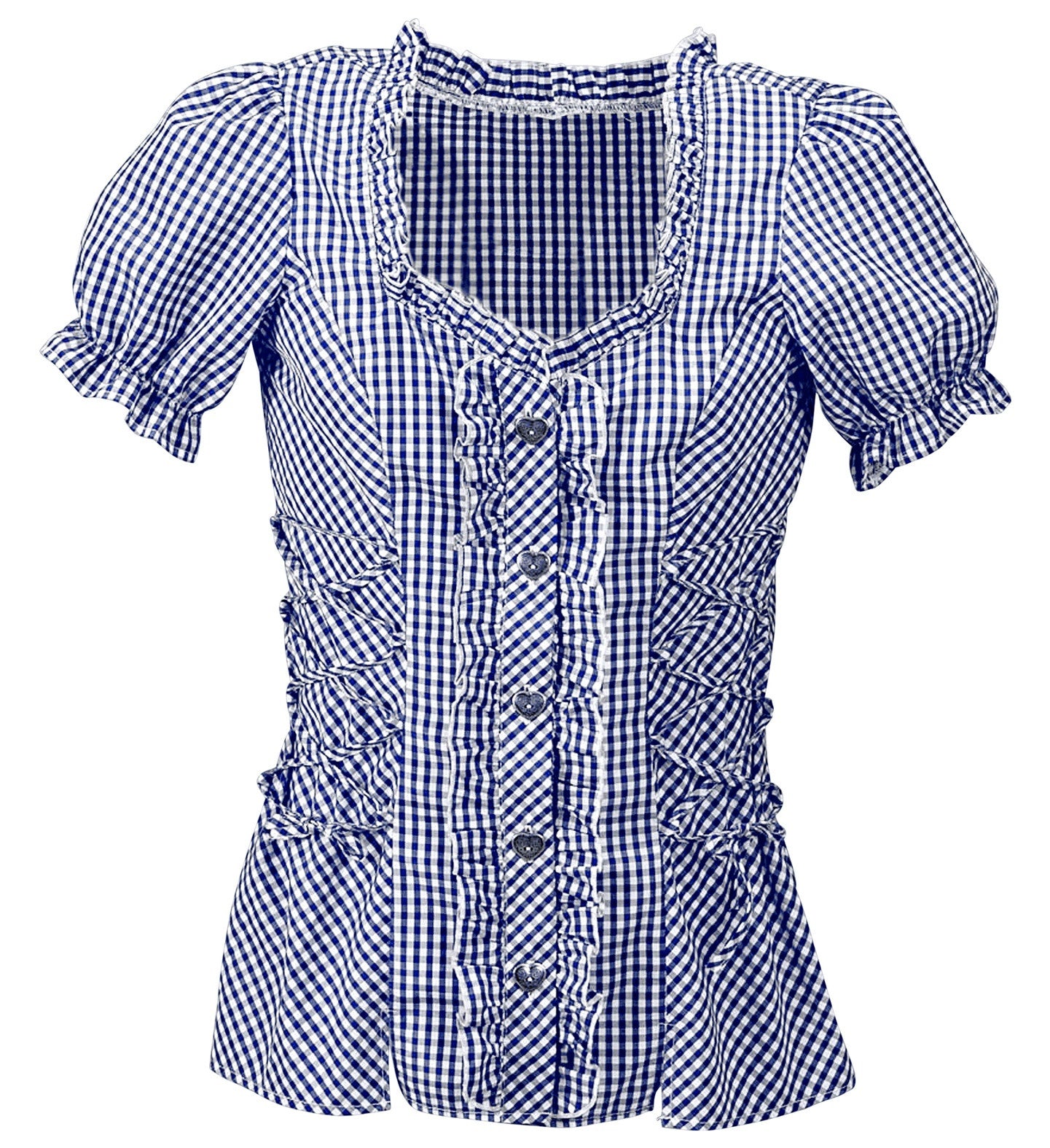 Camisa Tirolesa de Cuadros Azules para Mujer