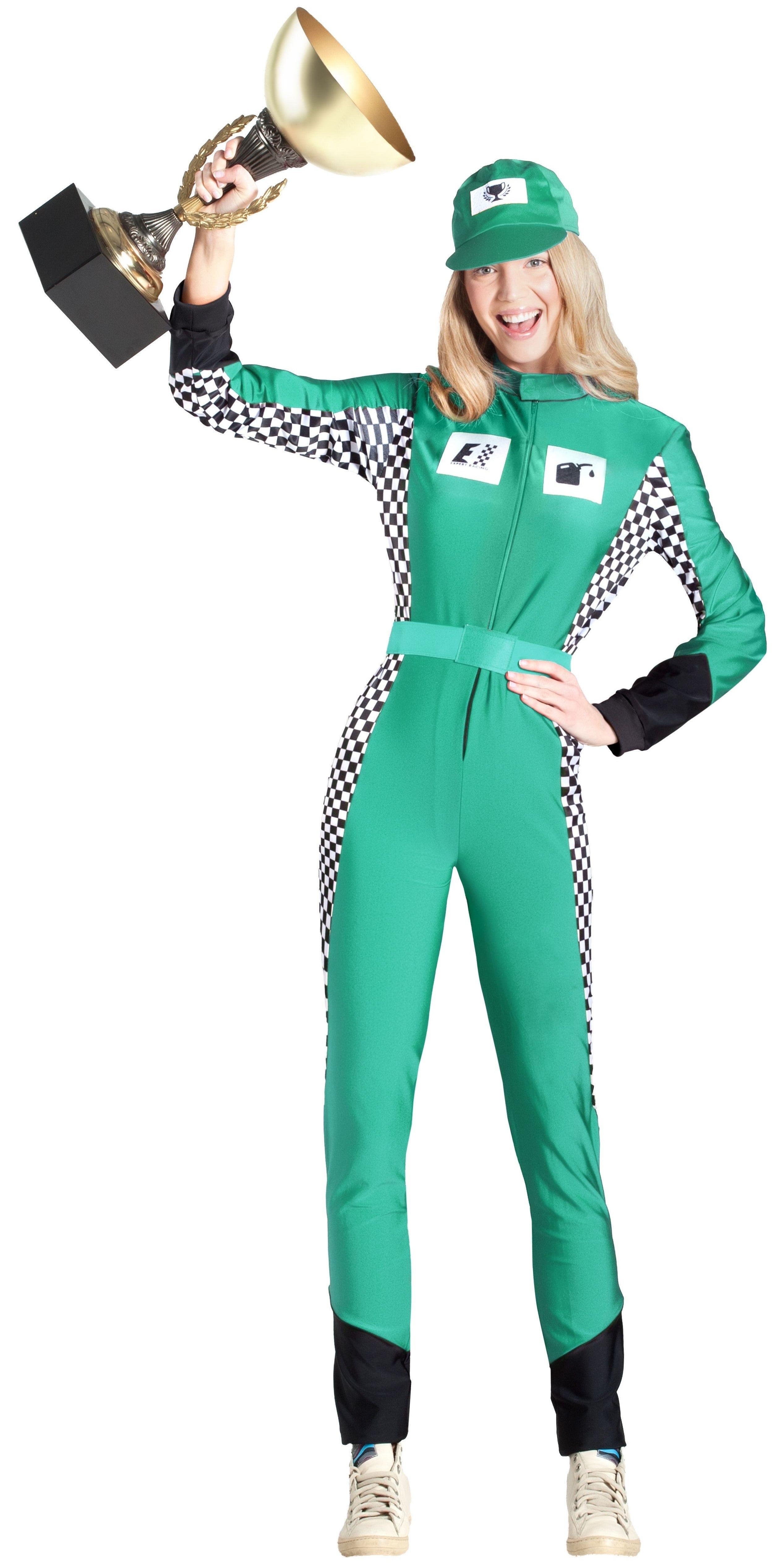 Disfraz de Piloto F1 Verde para Mujer