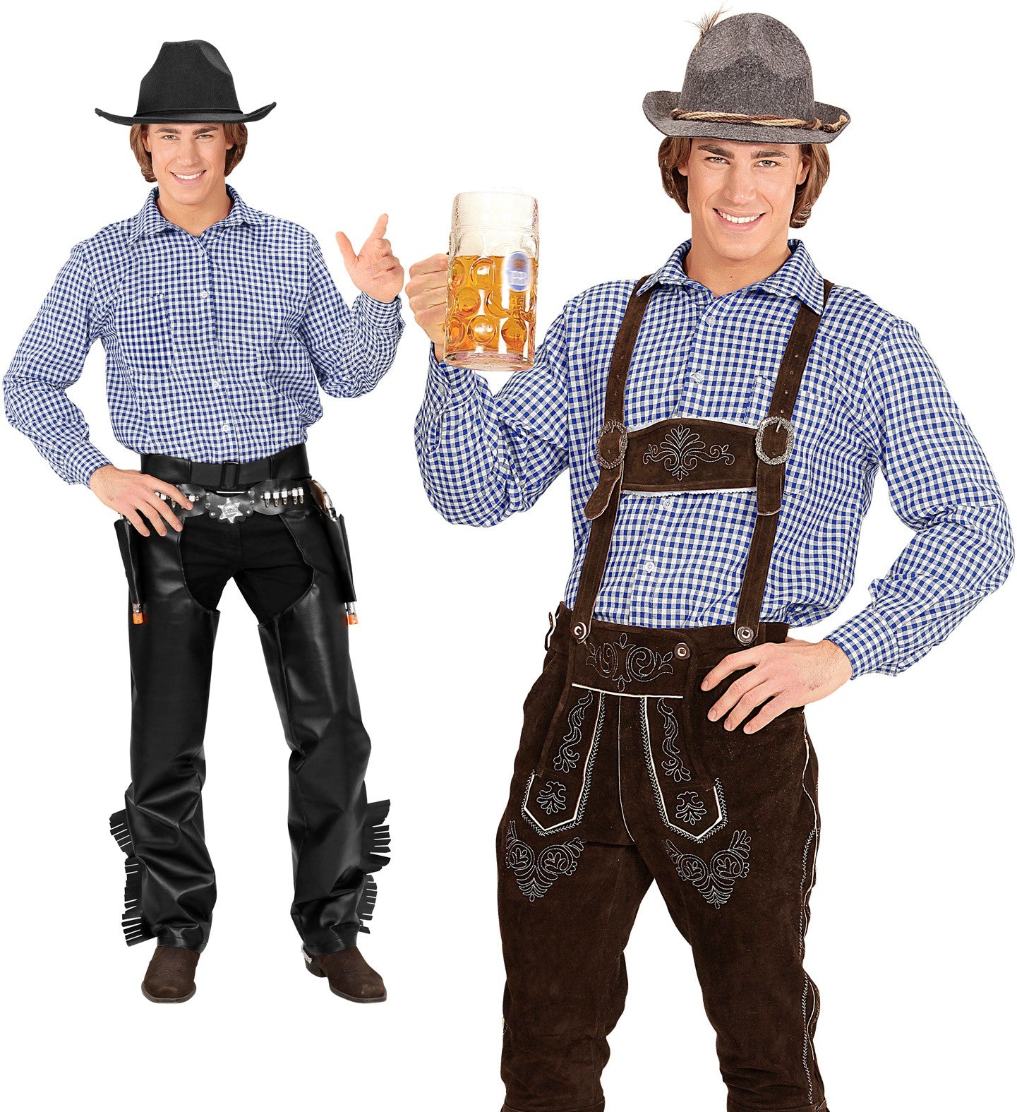 Camisa Oktoberfest de Cuadros Azules para Hombre