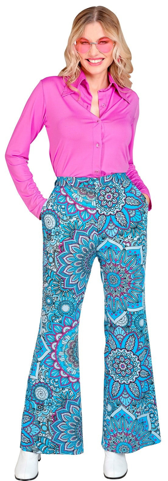 Pantalón Años 60 Estampado Mandala Azul para Mujer