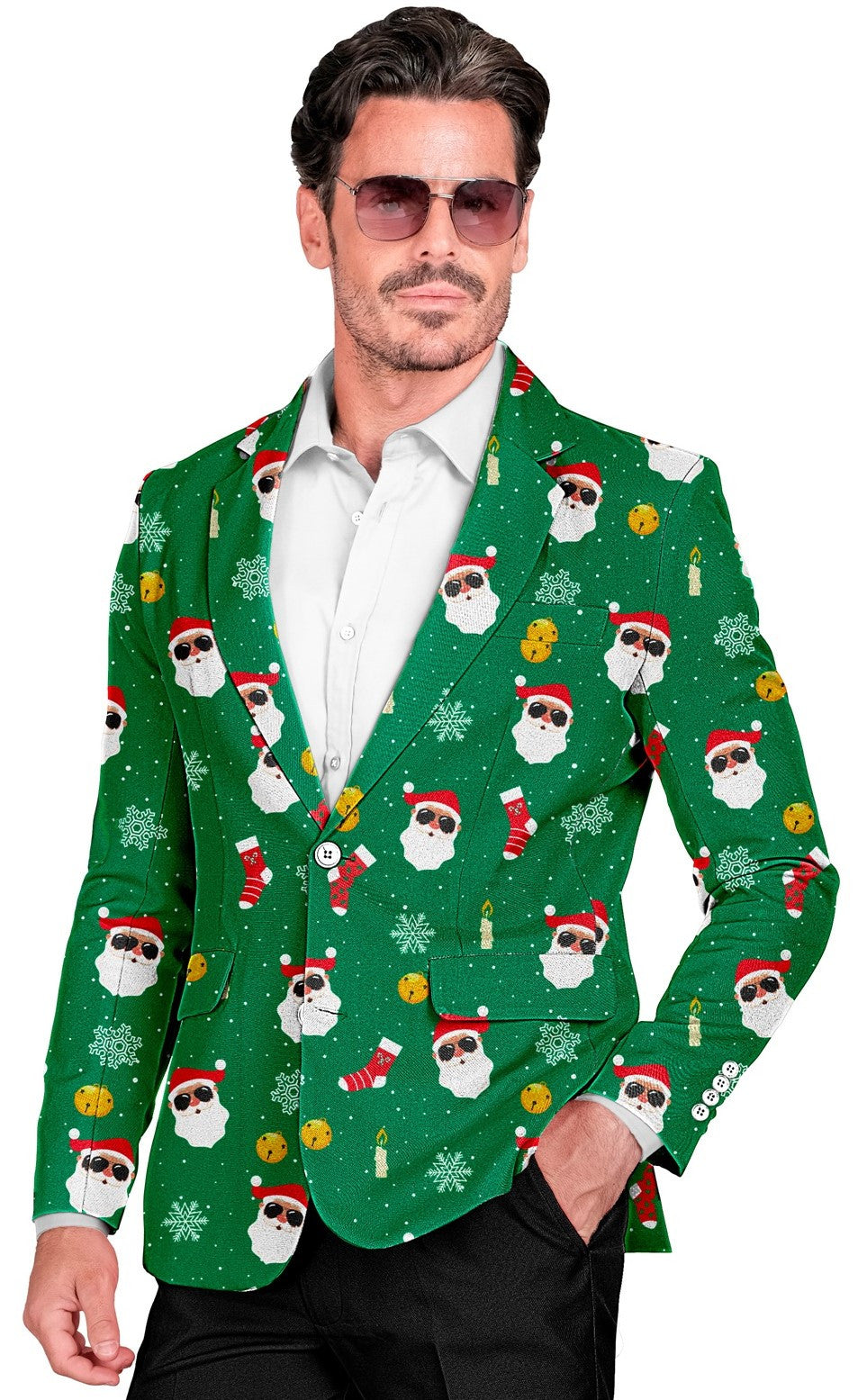 Chaqueta Americana de Papá Noel Verde para Hombre