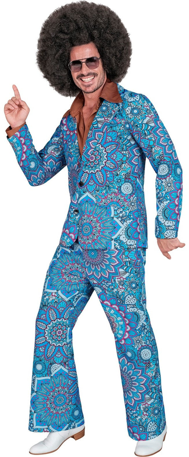 Traje Años 60 con Estampado Mandala Azul para Hombre