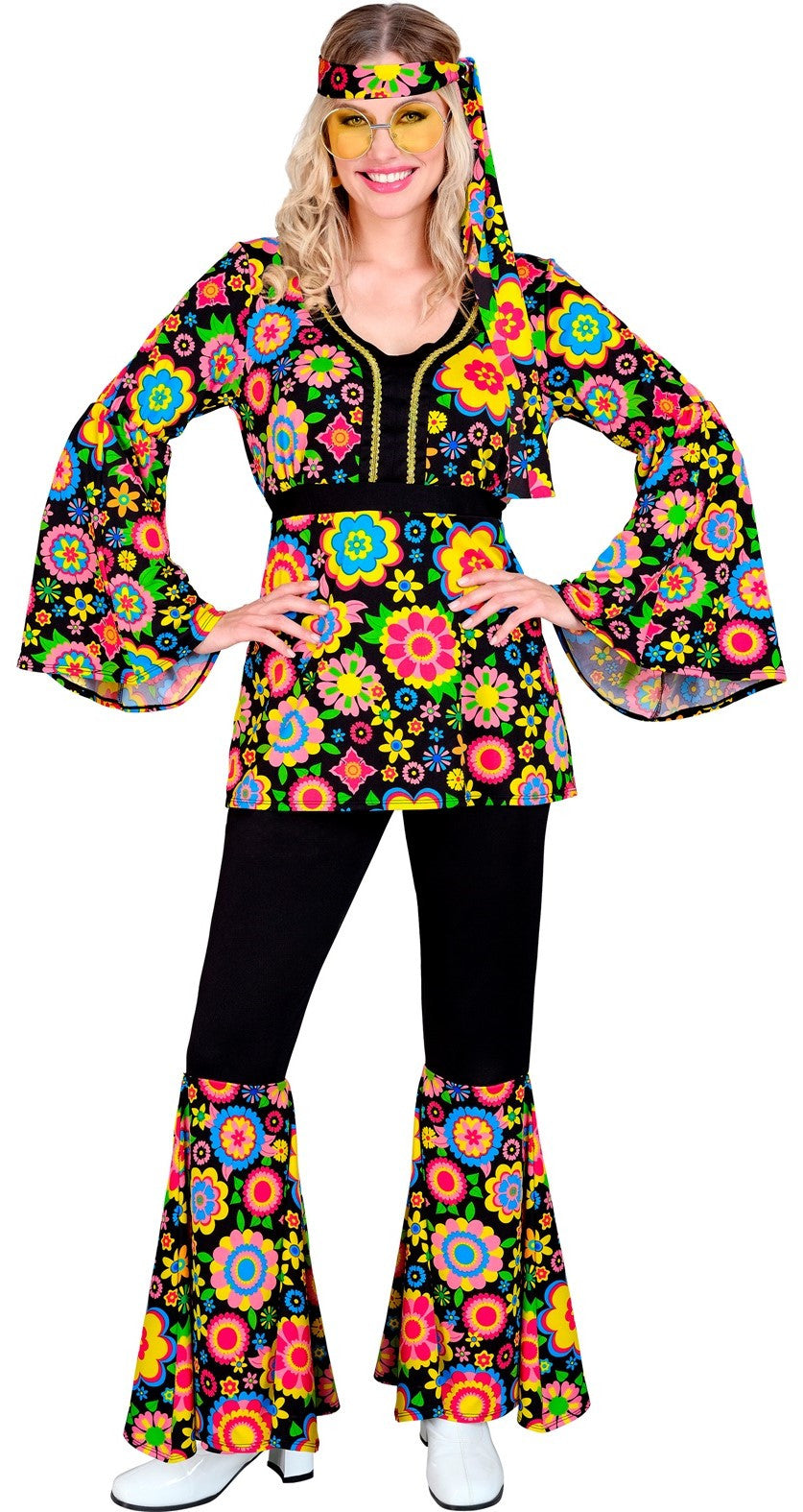 Disfraz Hippie con Flores Multicolor para Mujer