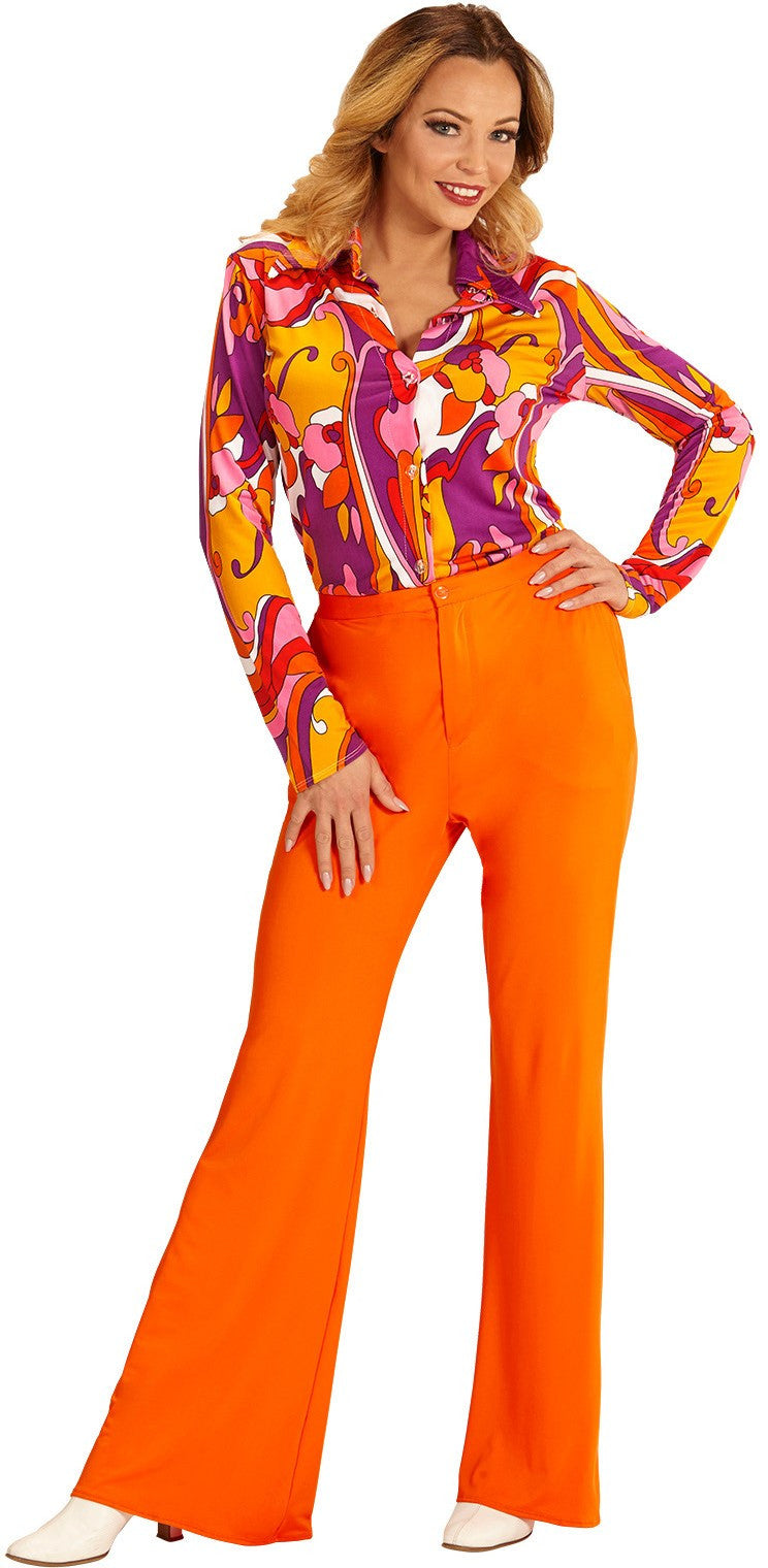 Pantalón de Campana Años 70 Naranja para Mujer