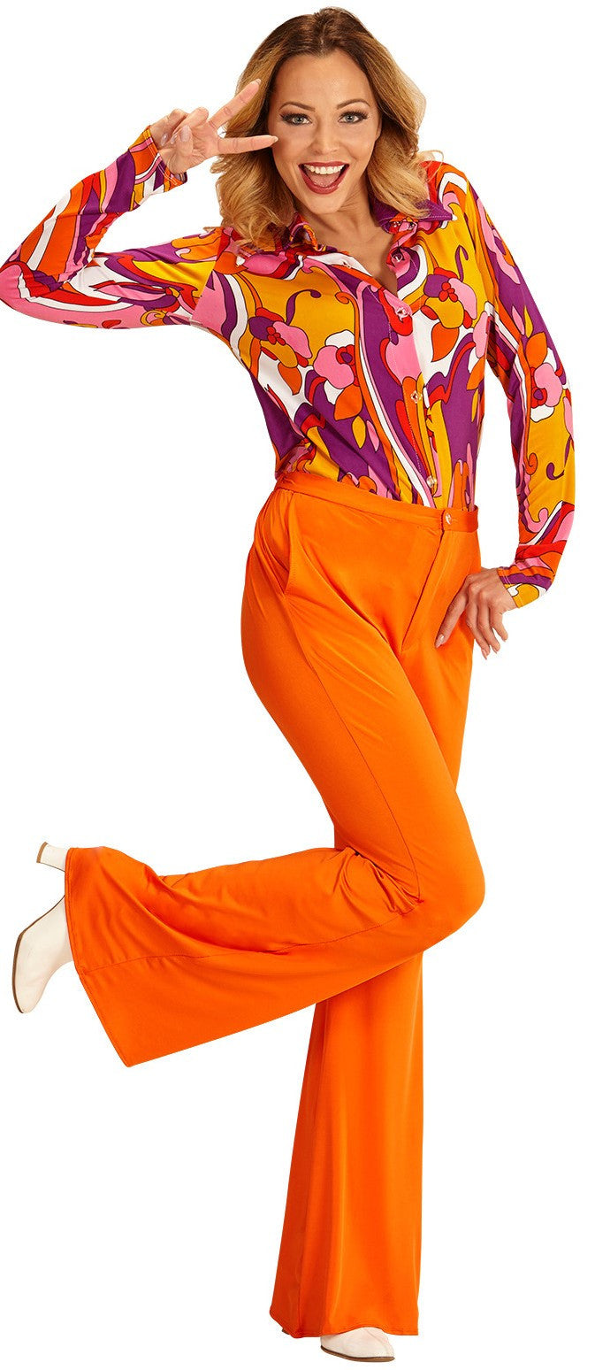 Pantalón de Campana Años 70 Naranja para Mujer