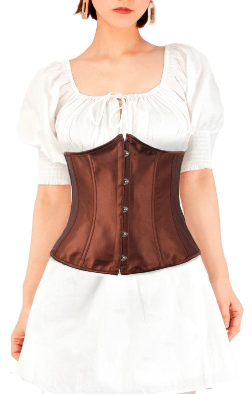 Corset Marrón de Raso para Mujer