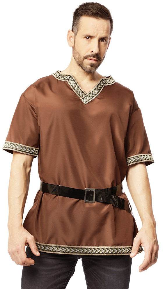 Camisa Medieval Marrón con Cinturón para Hombre