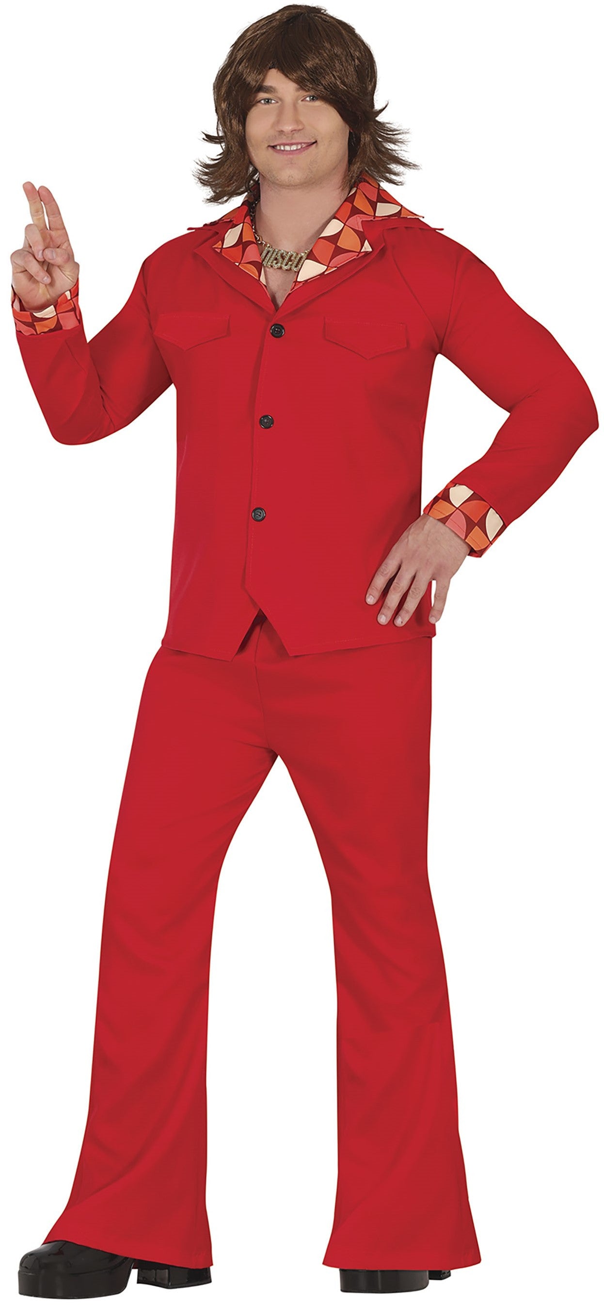 Disfraz Traje Disco Años 70 Rojo para Hombre