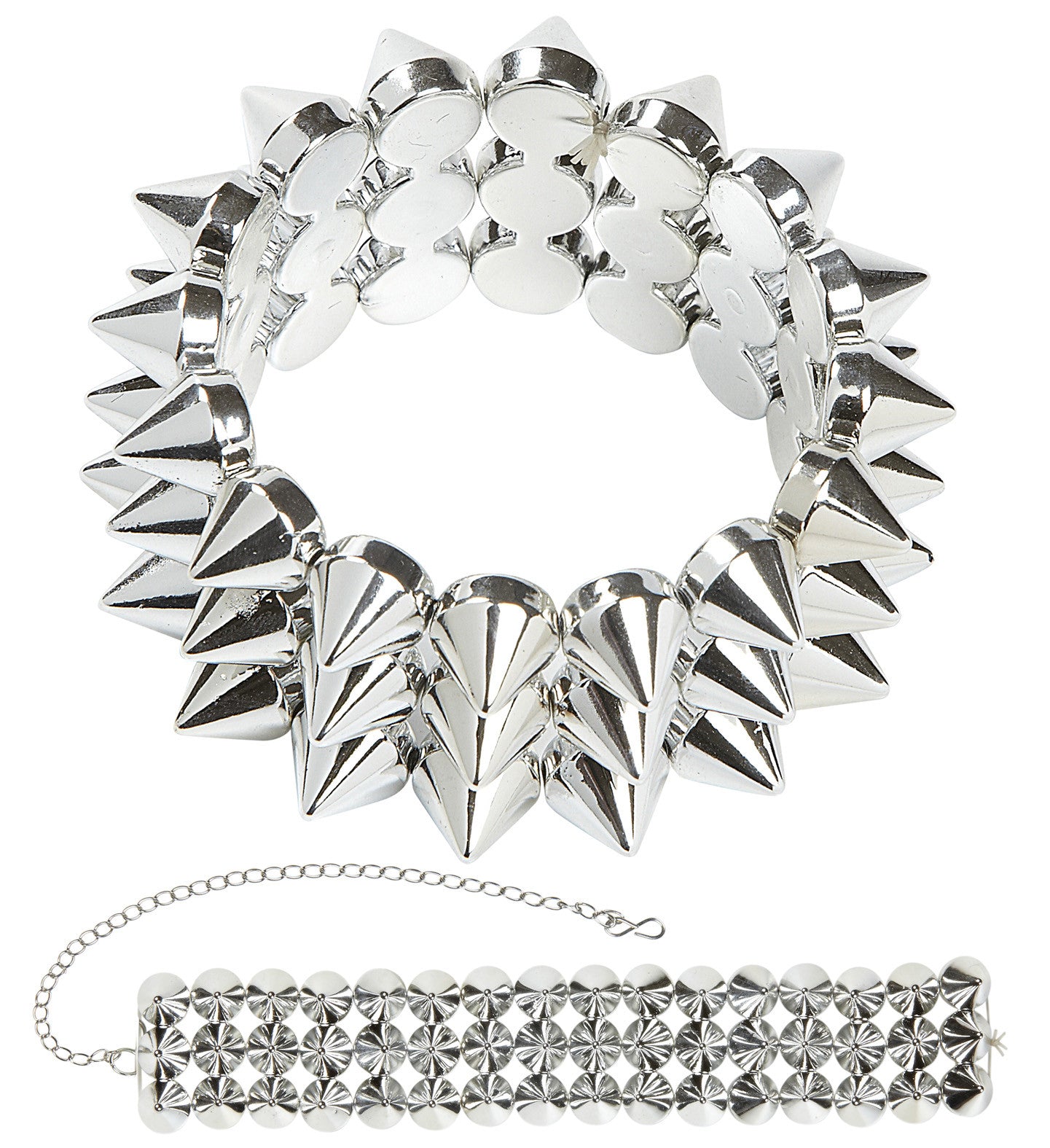 Collar y pulsera de pinchos Rock