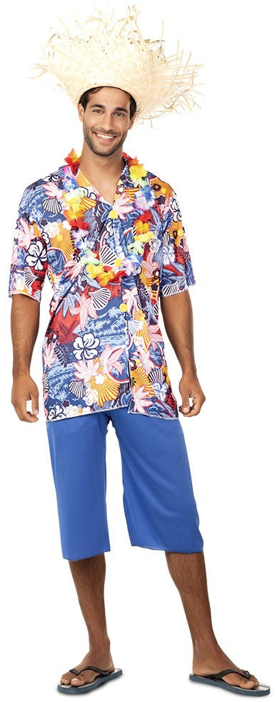 Disfraz de Hawaiano Azul para Hombre