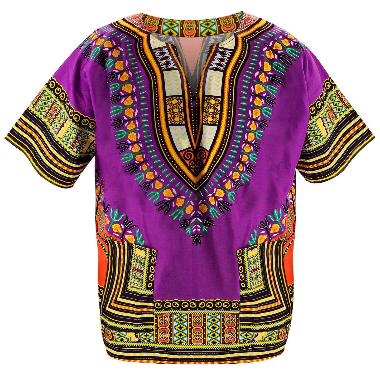 Camiseta Hippie Morada Estilo Dashiki para Hombre