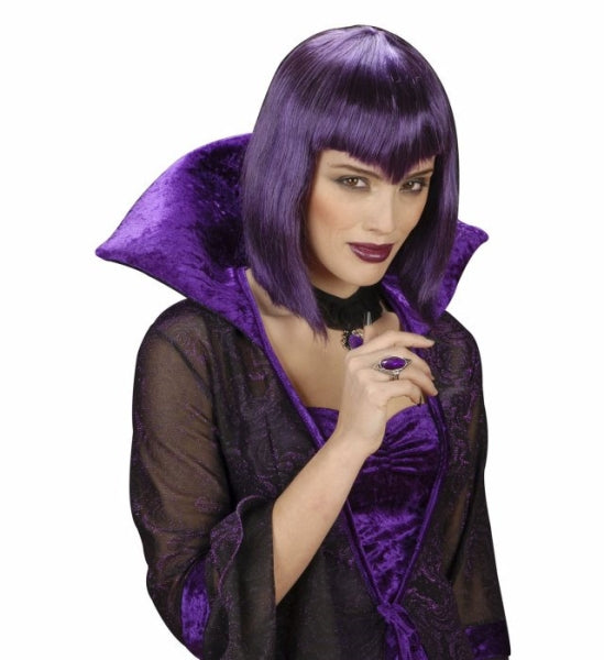 Peluca Morada de Vampiresa con Flequillo