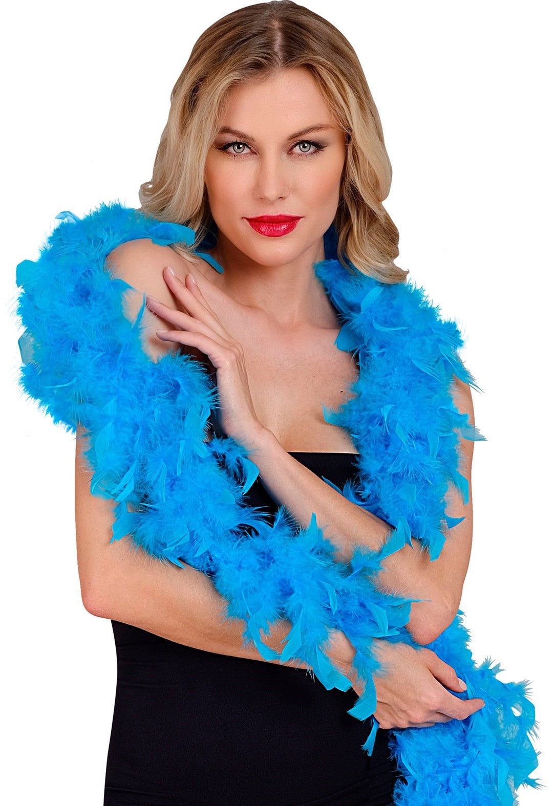 Boa de Plumas Azules de 180cm