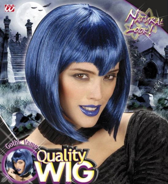 Peluca de Vampiresa Azul Corta