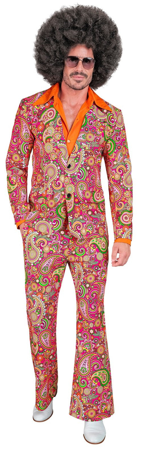 Traje Años 60 con Estampado Paisley Rosa para Hombre