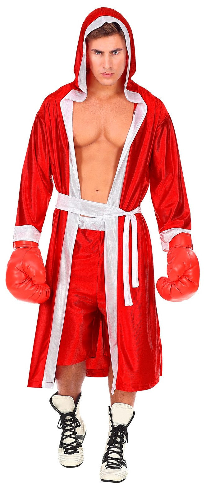 Disfraz de Boxeador Rojo con Bata para Hombre