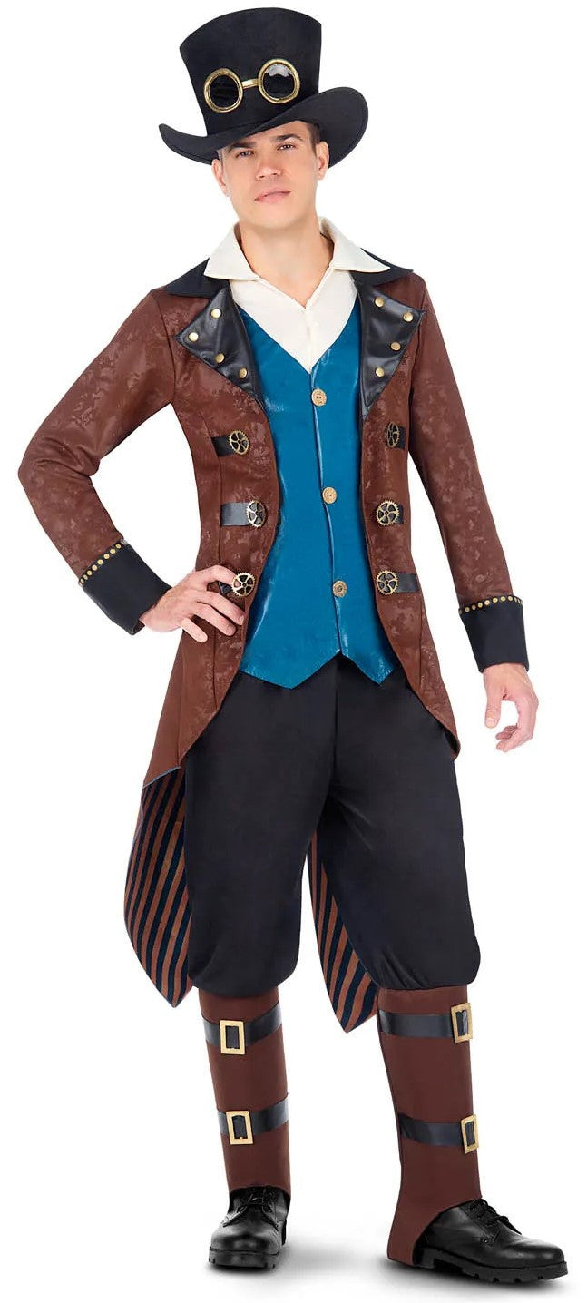 Disfraz de Steampunk con Chaleco Azul para Hombre