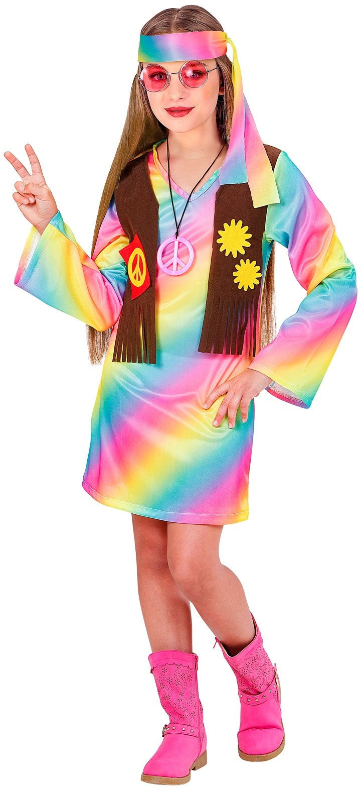 Disfraz de Hippie Multicolor para Niña