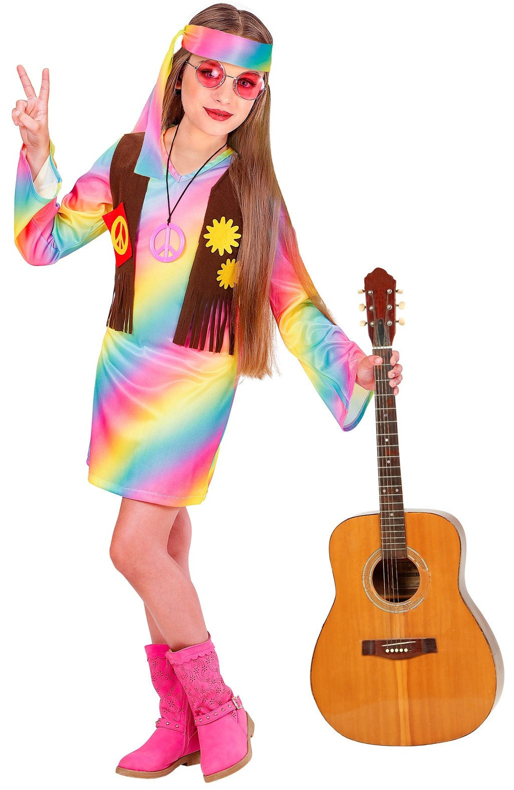 Disfraz de Hippie Multicolor para Niña