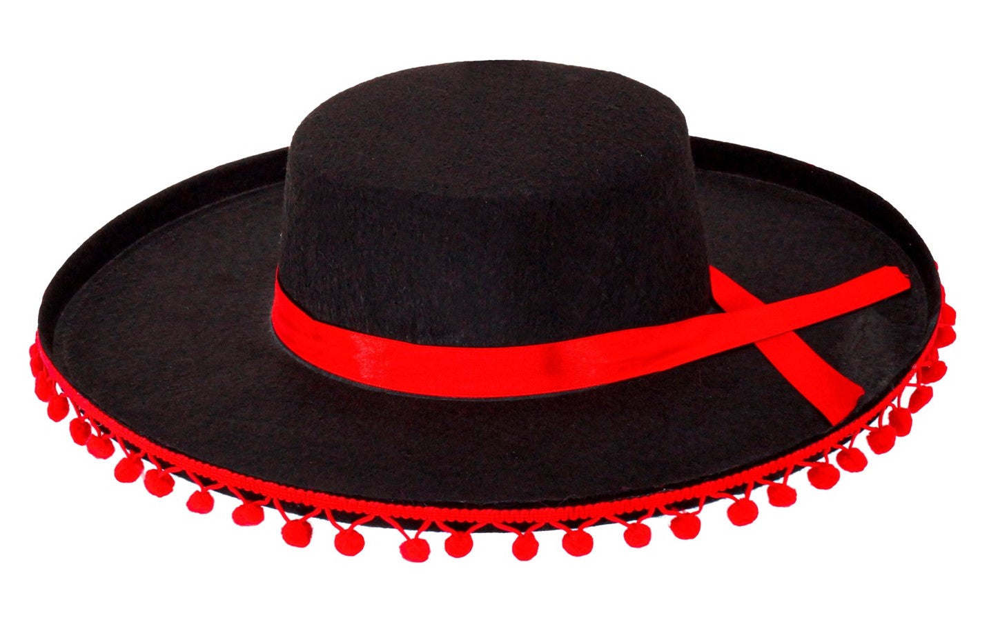 Sombrero Cordobés Decorado con Cinta Roja