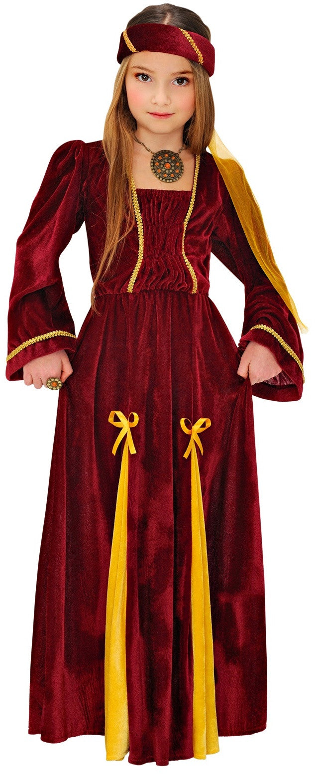 Disfraz de Reina Medieval Rojo para Niña