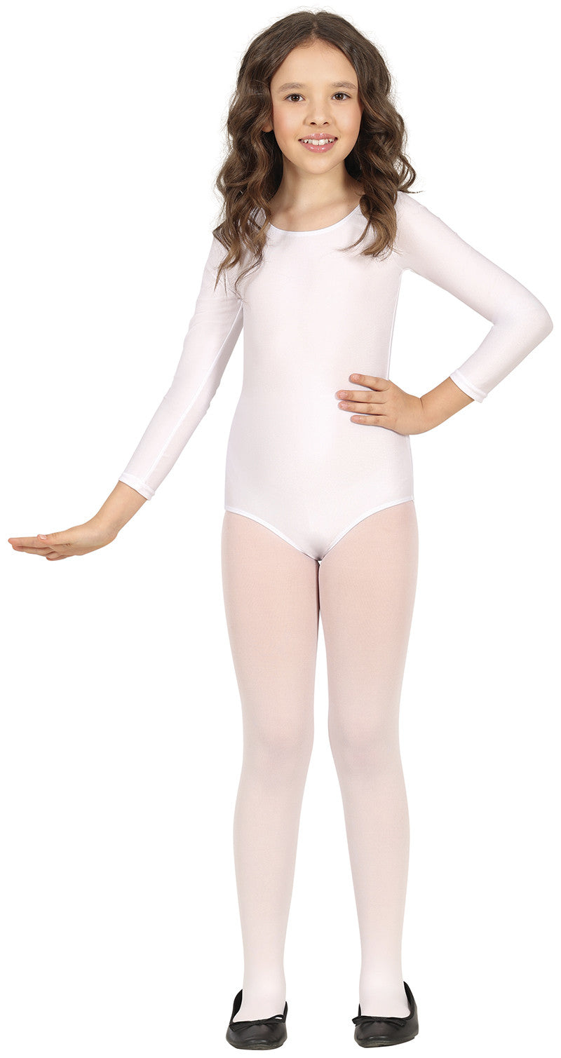 Maillot Blanco de Manga Larga para Niña