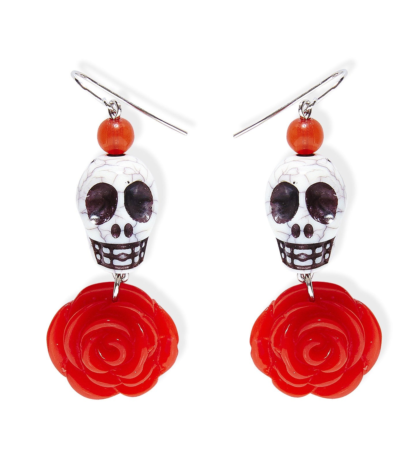 Pendientes con Calaveras y Rosas