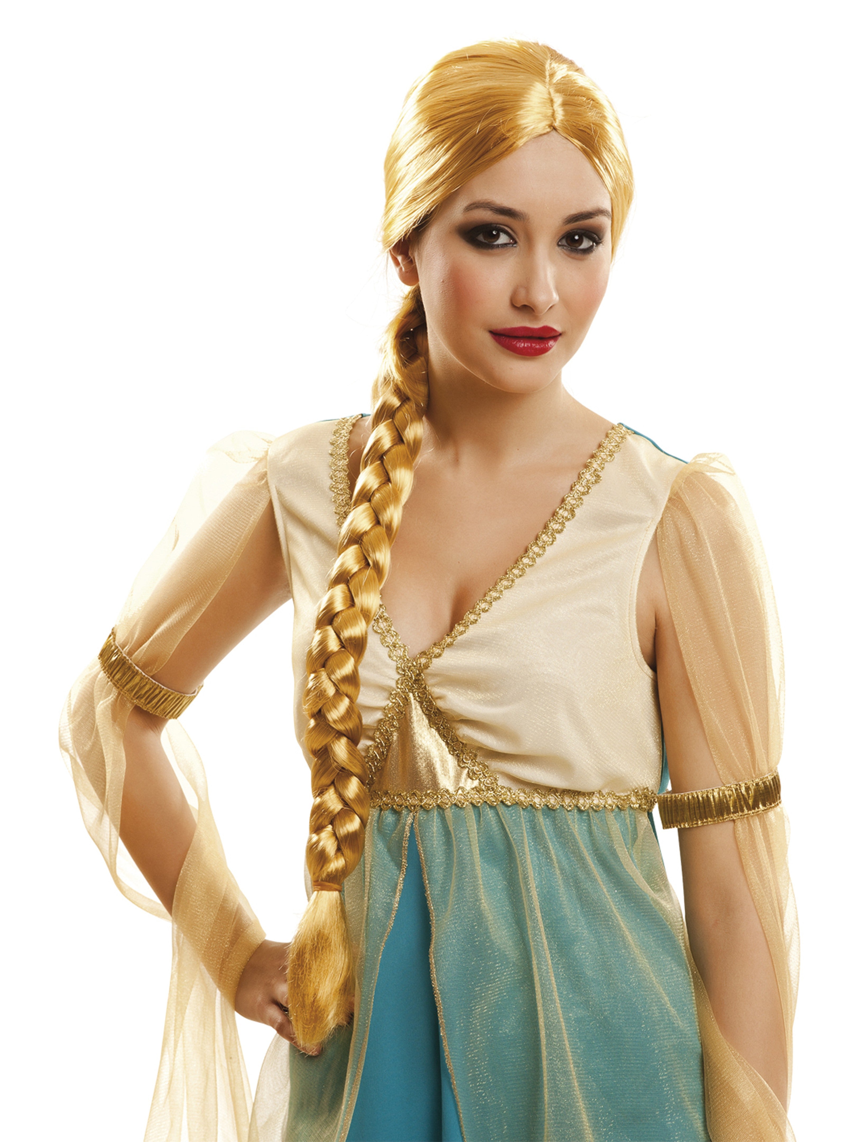 Peluca Medieval Rubia con Trenza