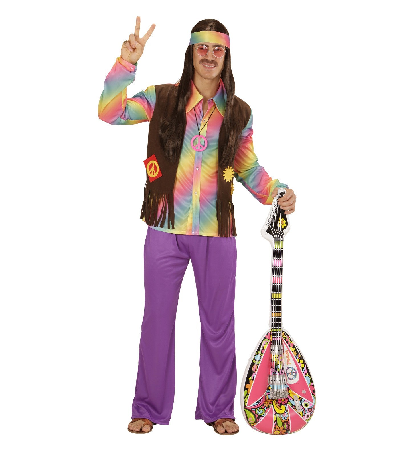 Disfraz de Hippie Multicolor para Hombre