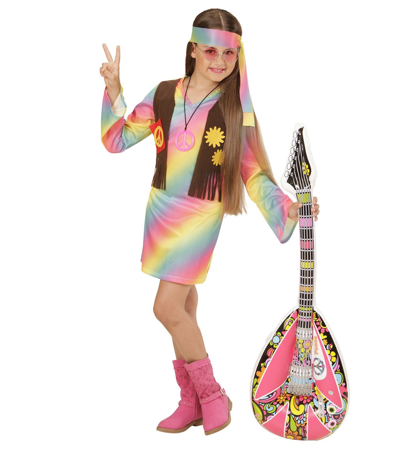 Disfraz de Hippie Multicolor para Niña